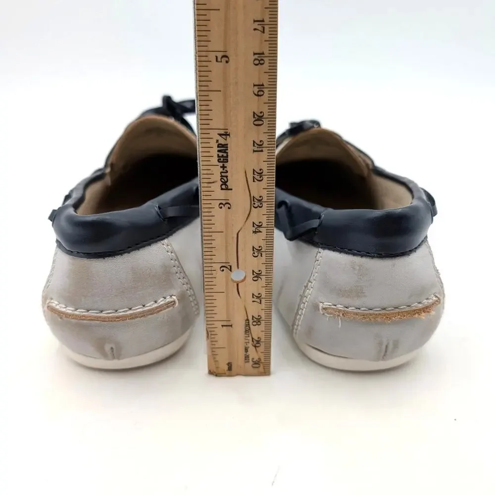 Nine West Yacht Boat Shoes Round Toe Women's White/Black Multi Size US7.5M EU38